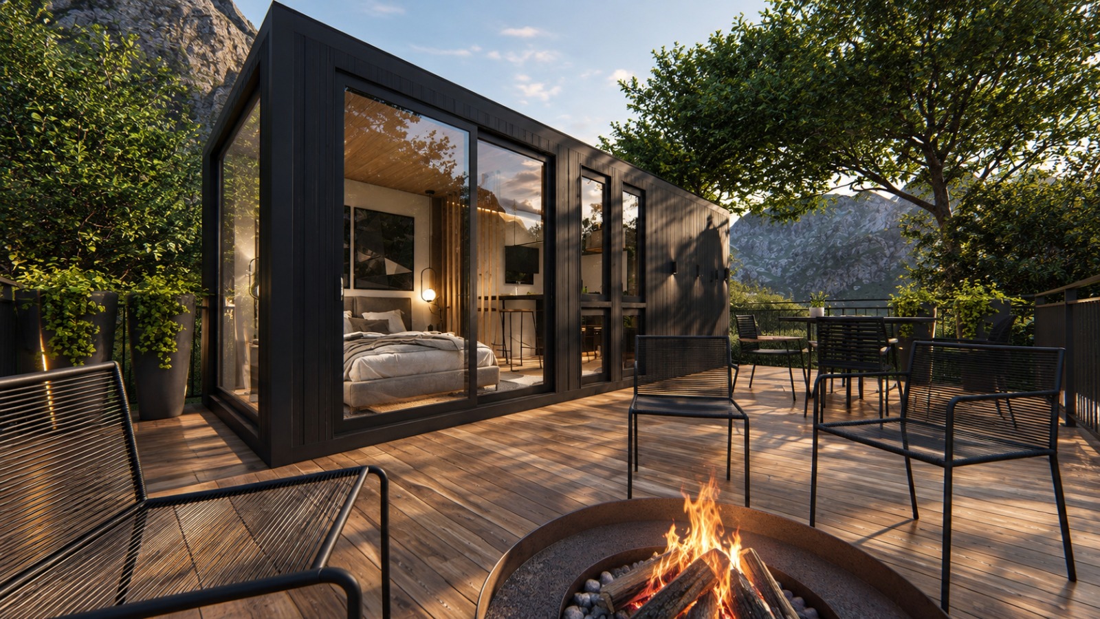 Cabana Entardecer — varanda com área de estar