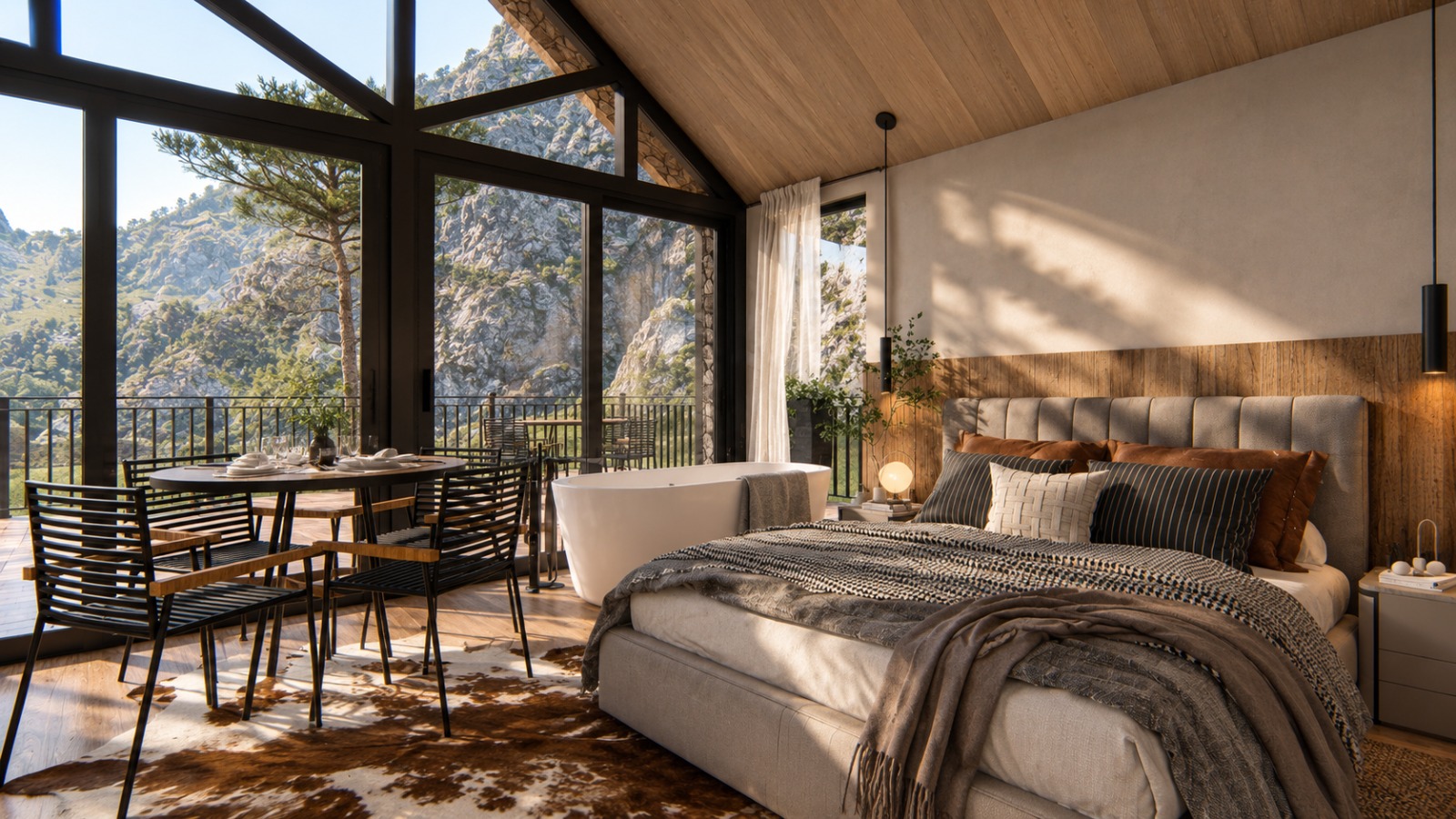 Cabana Amanhecer — quarto com vista para a serra