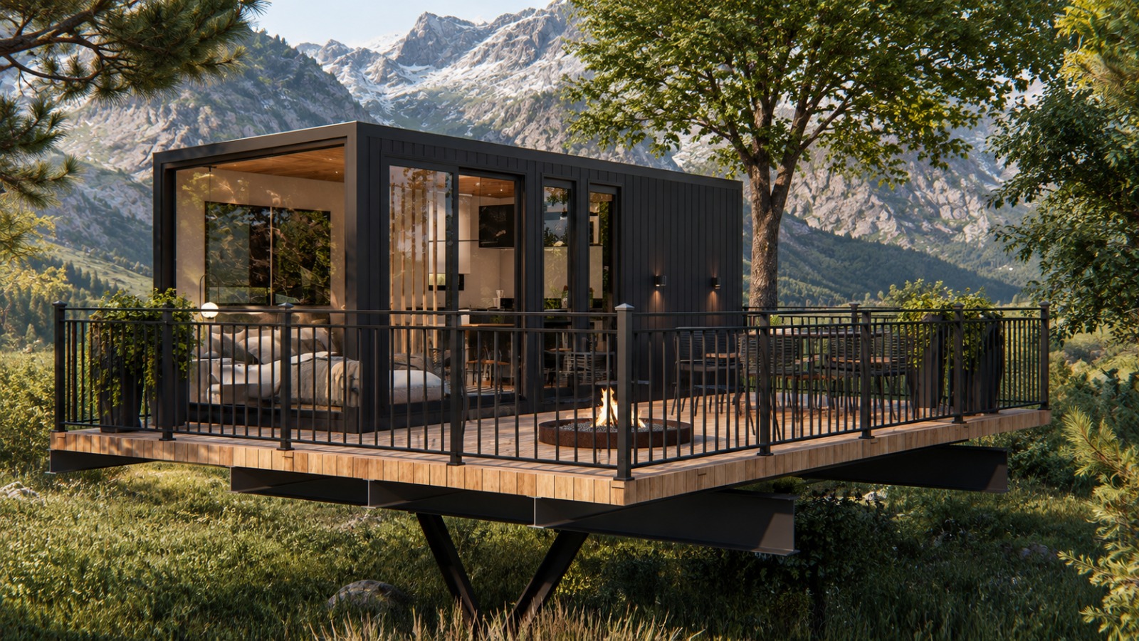 Cabana Entardecer — fachada e deck